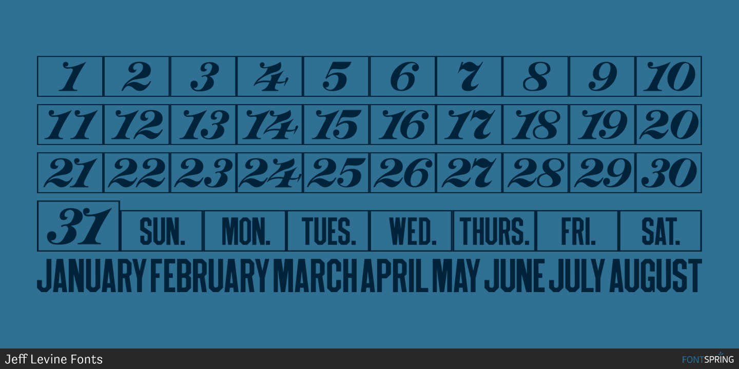 Monthly Calendar JNL Font Fontspring